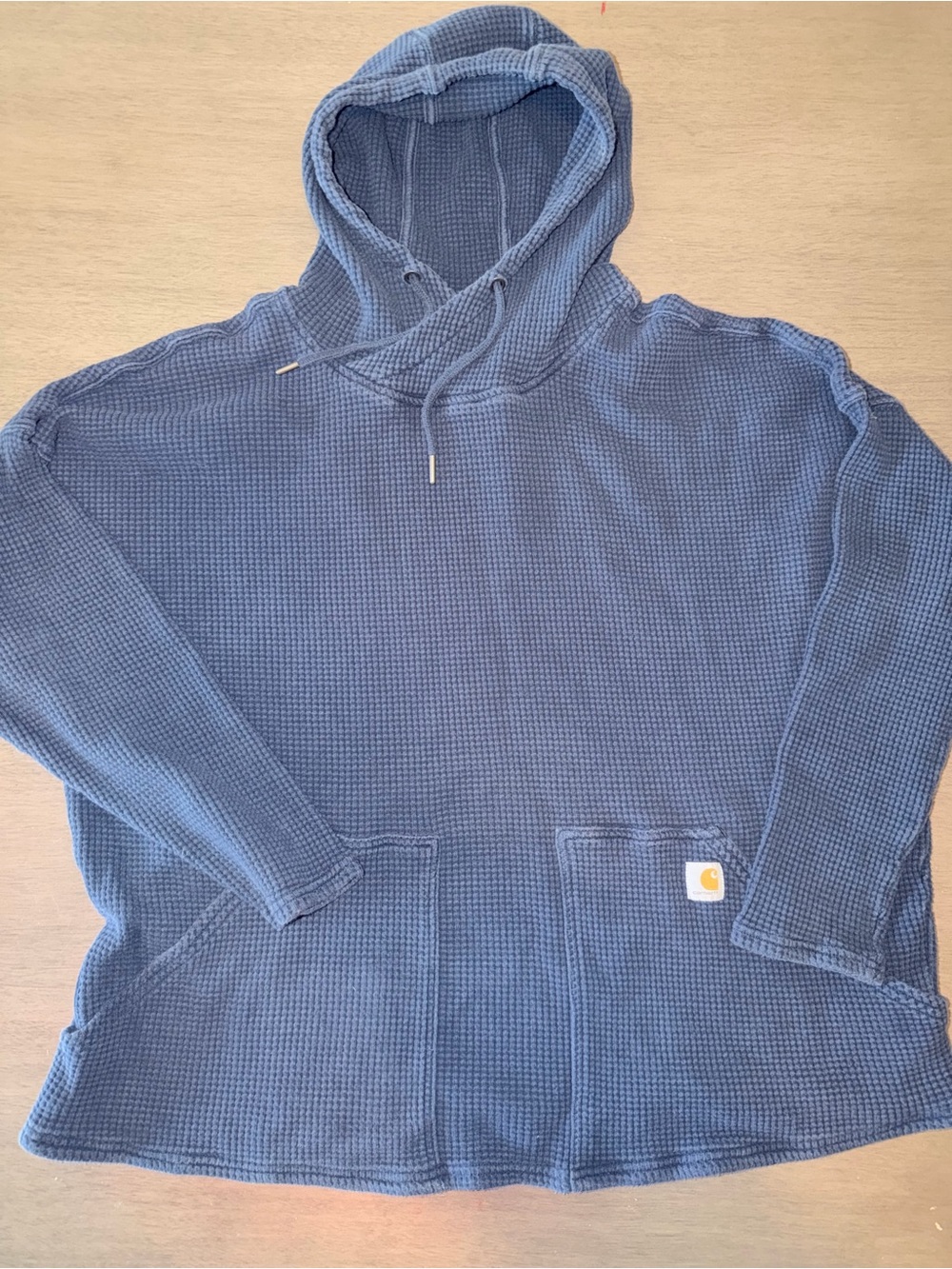 Carhartt Blue Waffle-Knit Hooded Pullover